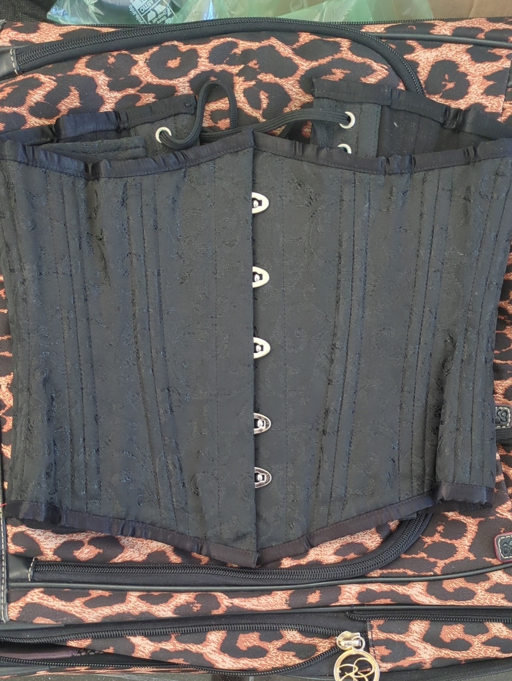 Source Unknown Black Lace-Textured Corset Top